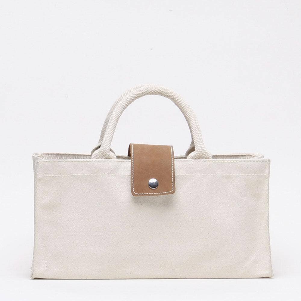Canvas Craft Tote with Leather Snap Closure