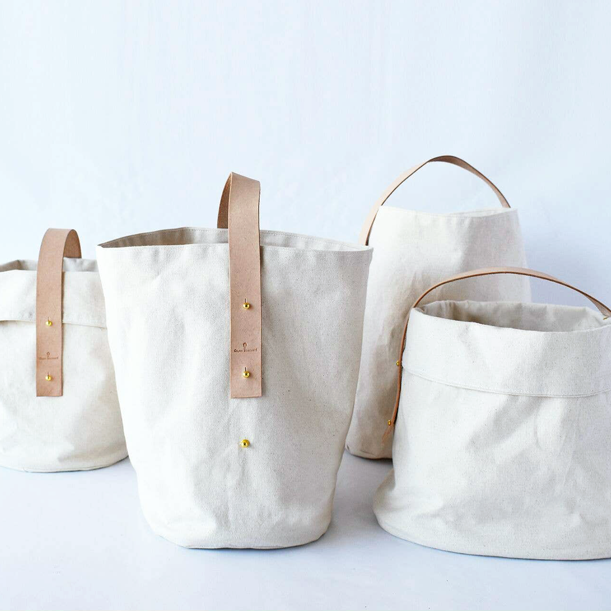Handcrafted Canvas & Leather Storage Basket