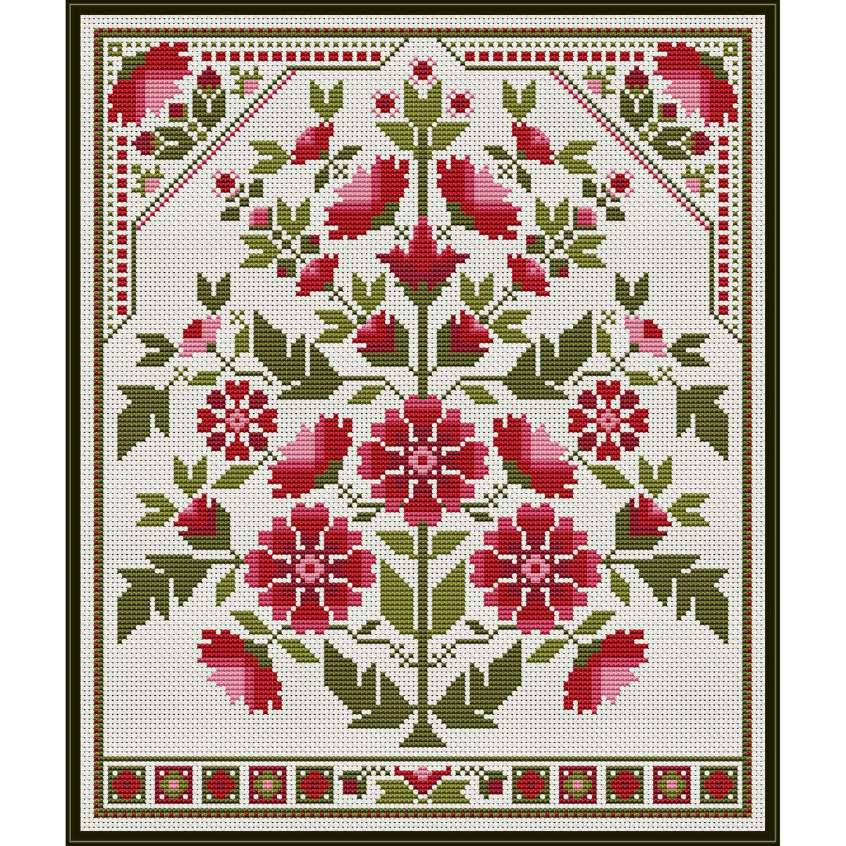 Petals of Red Cross Stitch Pattern
