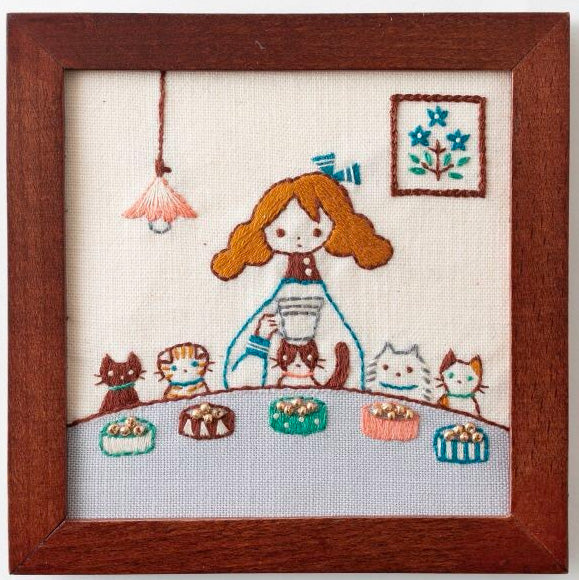 Hand Embroidery Kit - Everyday Life With Cats: Dining