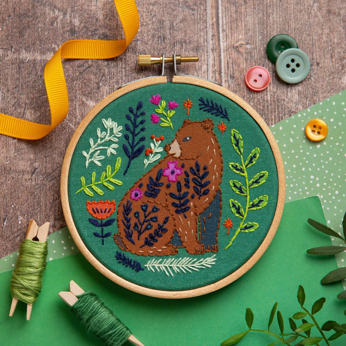 Folk Bear Mini Hand Embroidery Kit