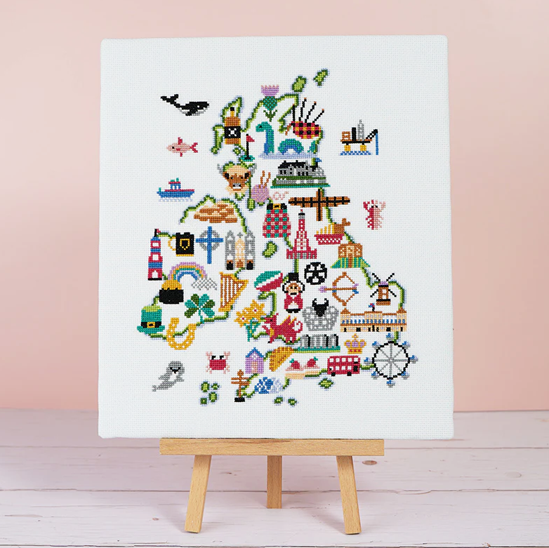British Isles Adventure Cross Stitch Pattern-Stitched Modern