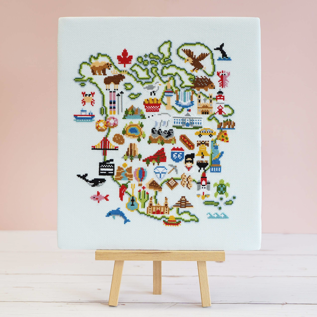 North American Adventure Cross Stitch Pattern-Stitched Modern