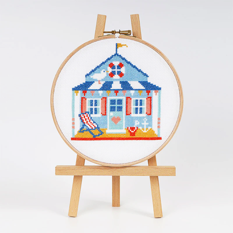 Seaspray Cottage Cross Stitch Pattern-Stitched Modern