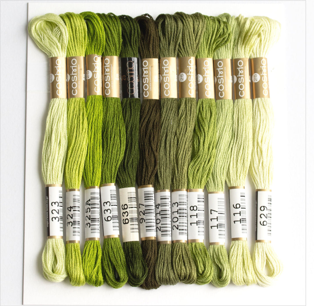 Cosmo Embroidery Floss Thread Pack - Leafy Green