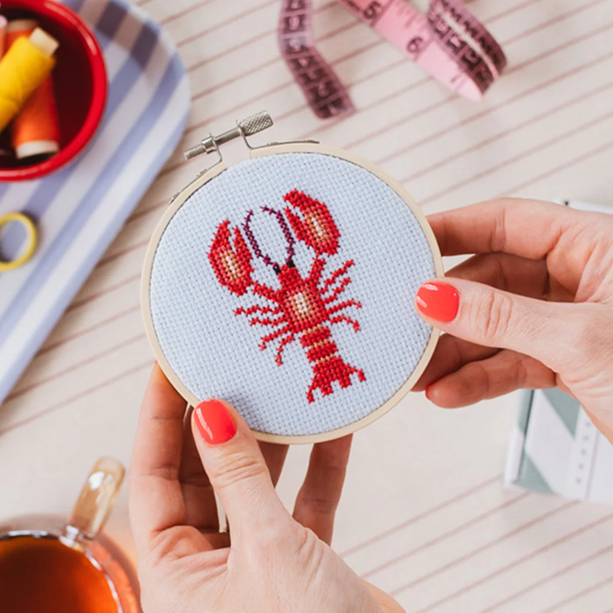 Lobster Beginner Cross Stitch Kit-Stitched Modern