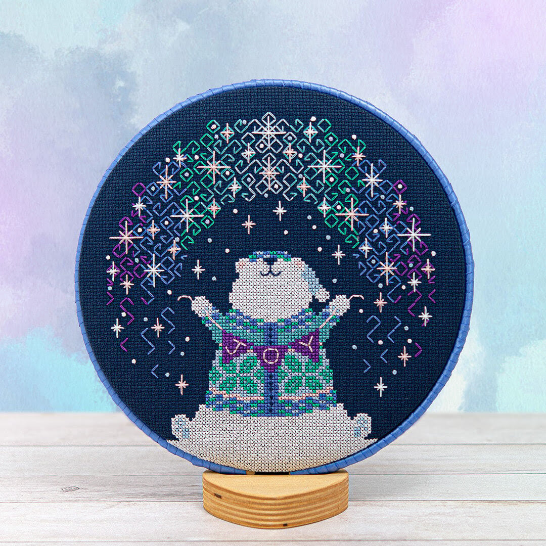 Polar Lights Cross Stitch Pattern-Stitched Modern