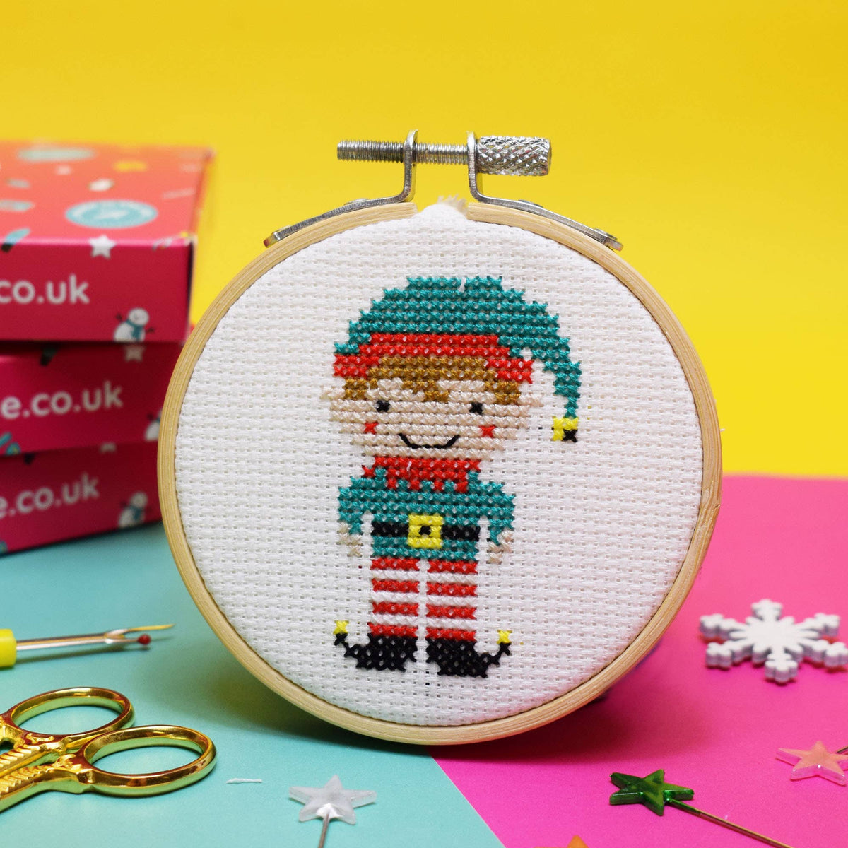 Mini Cross Stitch Kit - Christmas Elf