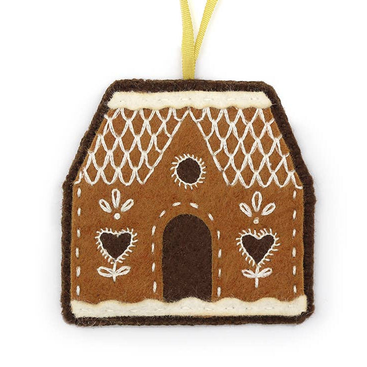 Hand Embroidered Felt Ornament Kit - Gingerbread House