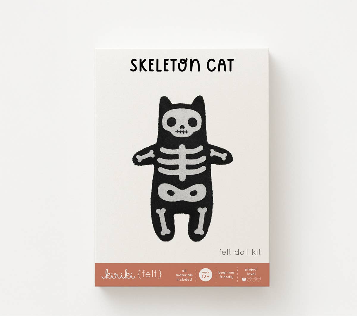 Hand Embroidered Felt Doll Kit - Skeleton Cat