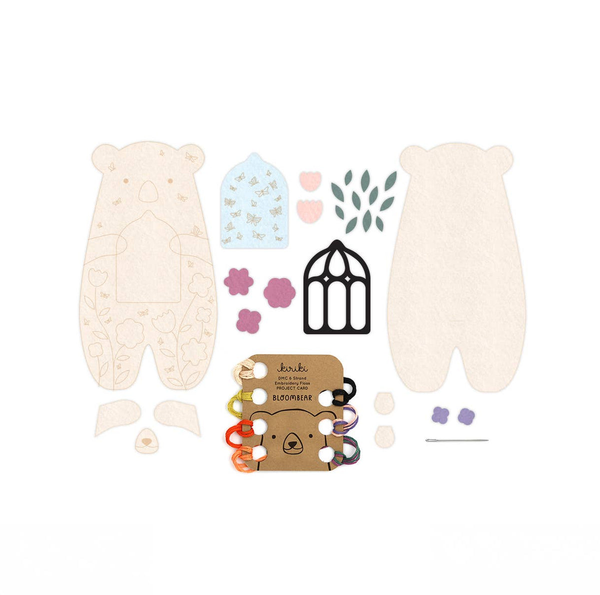 Hand Embroidered Felt Doll Kit - Bloombear