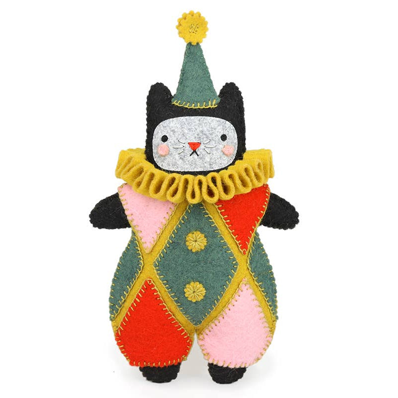 Hand Embroidered Felt Doll Kit - Harlequin Cat