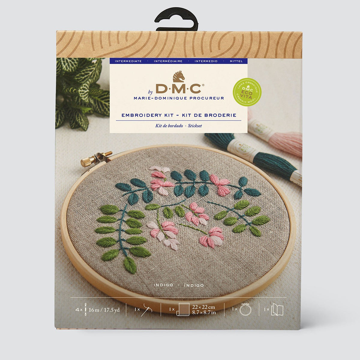 Eco Vita Indigo Flowers Embroidery Kit