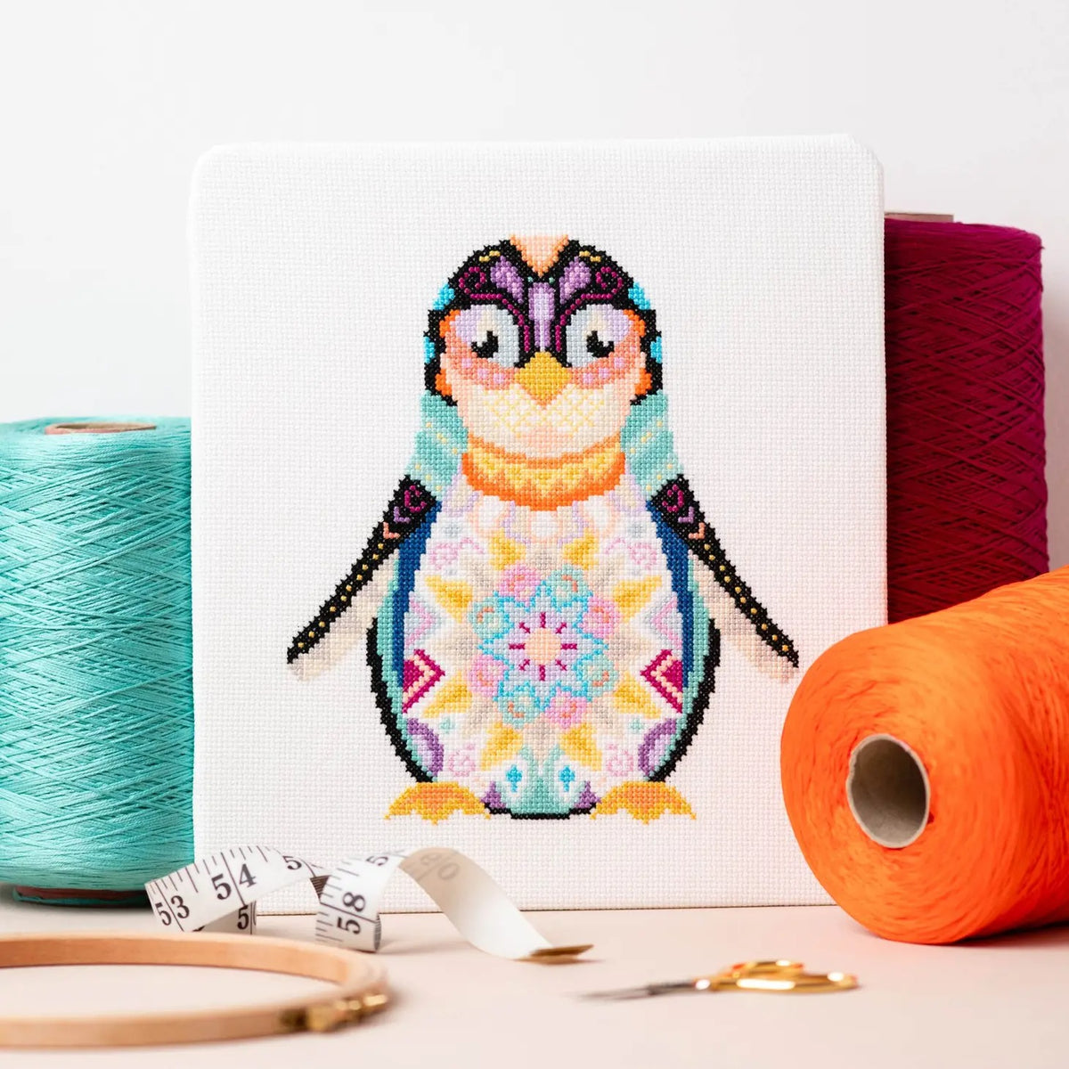 Mandala Penguin Cross Stitch Pattern