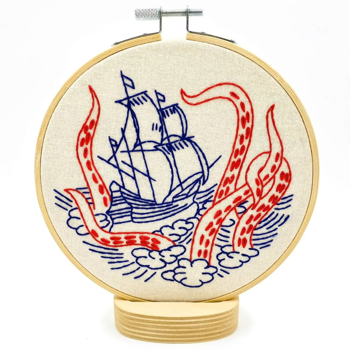 Kraken and Ship Hand Embroidery Kit