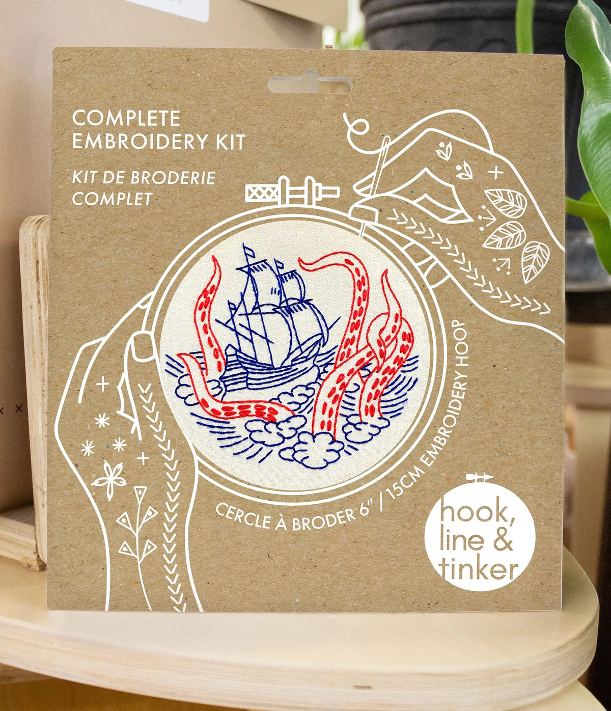 Kraken and Ship Hand Embroidery Kit