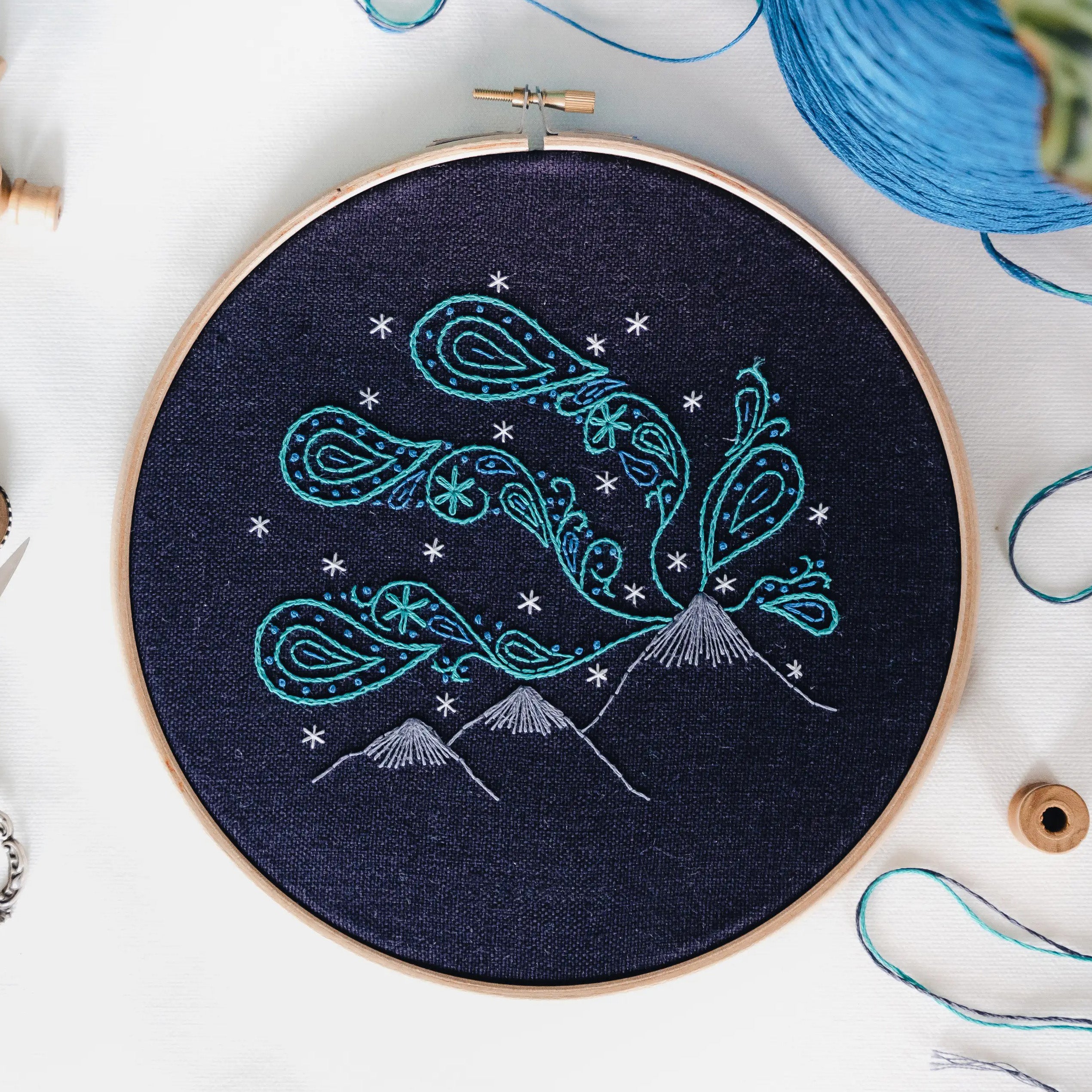 Northern Lights Hand Embroidery Kit - Stitched Modern