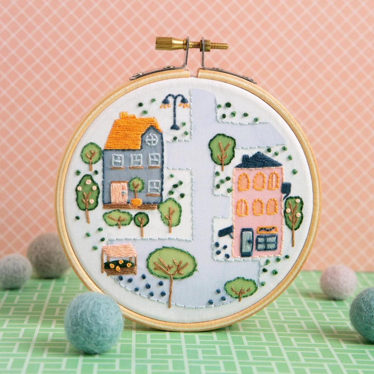 Mini Hand Embroidery Kit - Town Houses