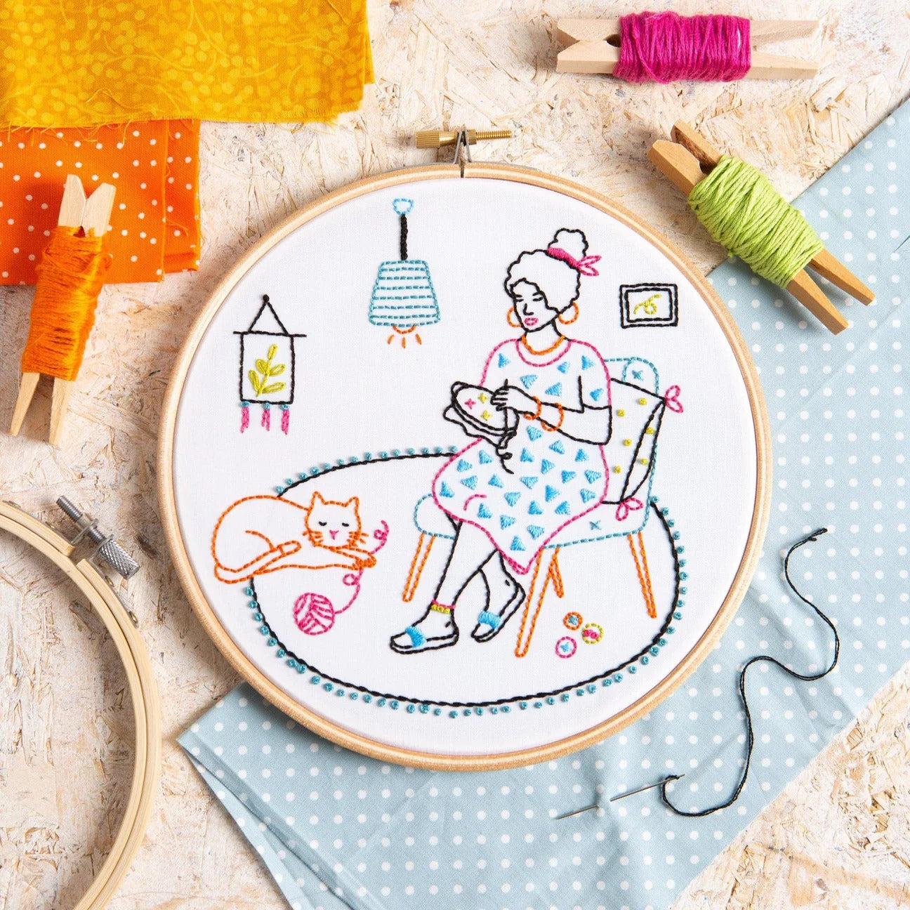 Premium Vector  Hand drawn embroidery accessories kit watercolor hoops  vintage scissors woman hands pins needles