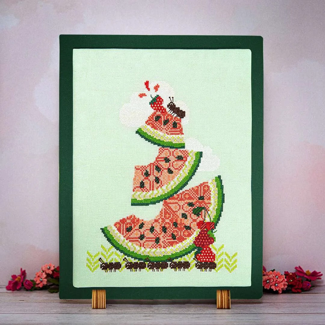 Watermelon Crawl Cross Stitch Pattern
