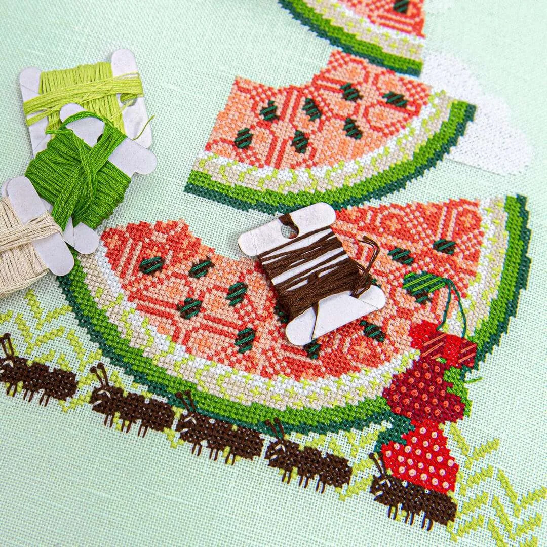 Watermelon Crawl Cross Stitch Pattern