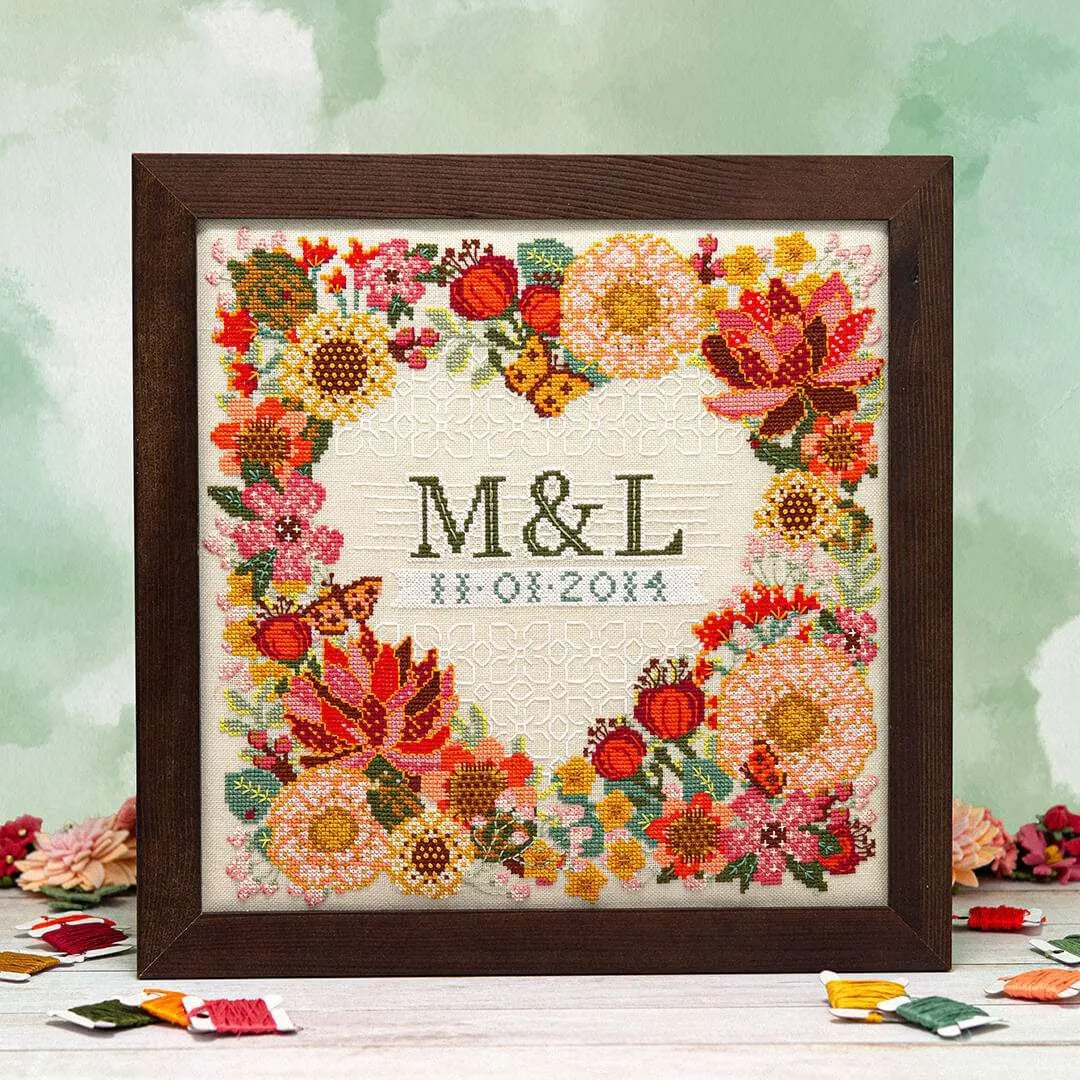 Modern Botanical Wedding Sampler Cross Stitch Pattern