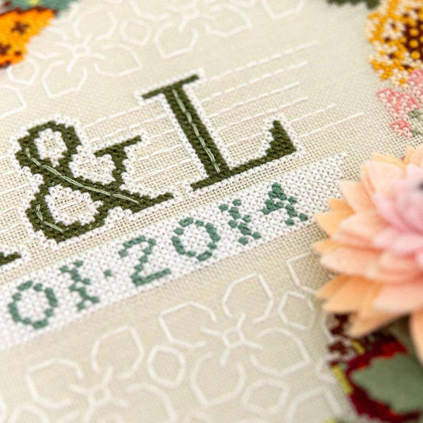 Modern Botanical Wedding Sampler Cross Stitch Pattern - Stitched Modern