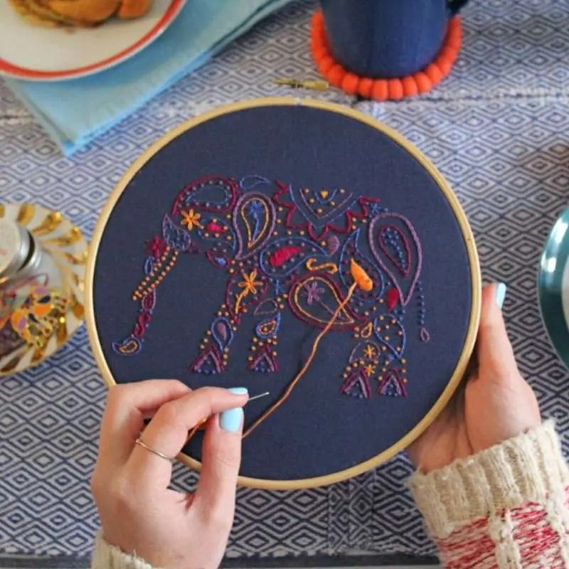 Elephant Embroidery Kit for Beginners - Hand Embroidery at Weekend Kits
