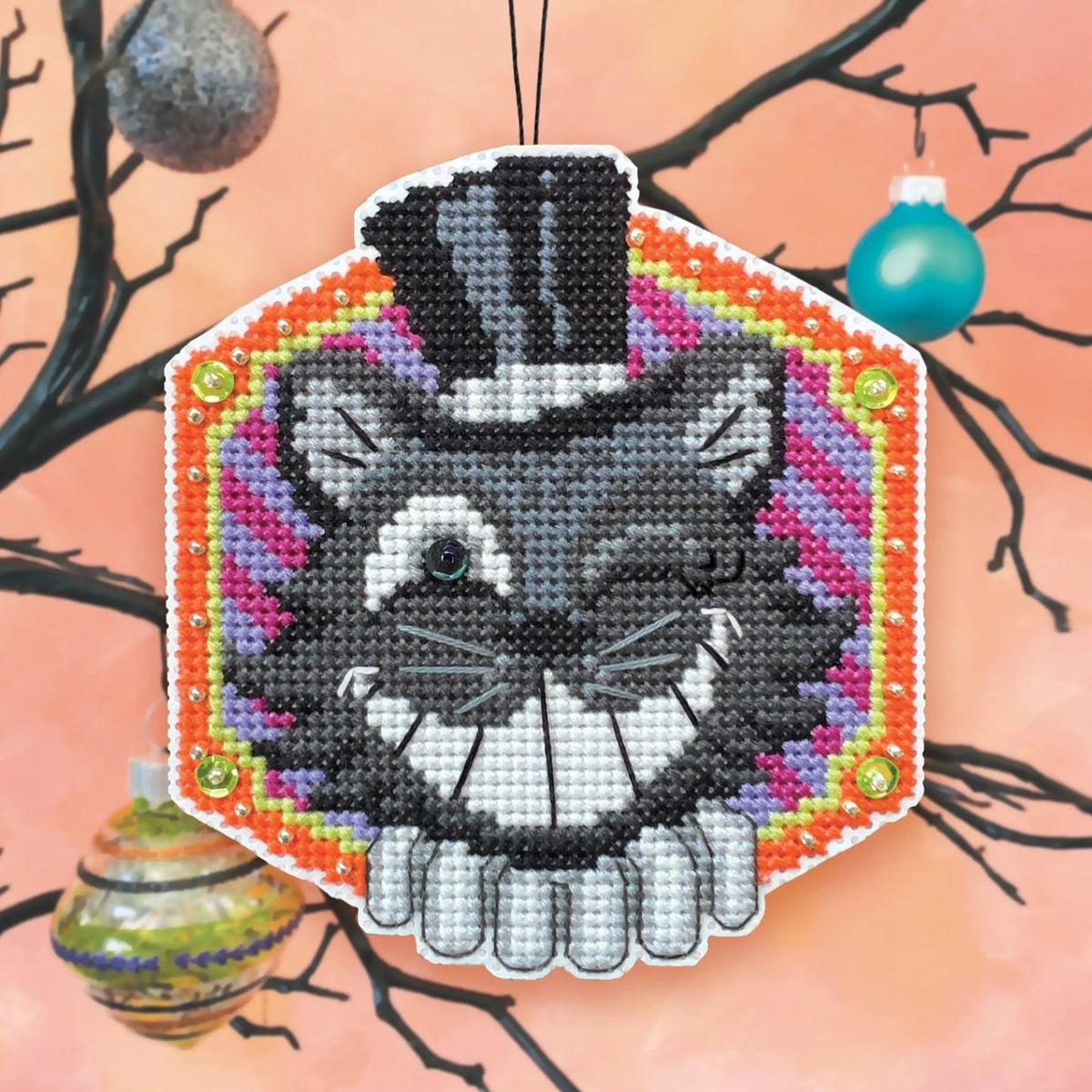 Cross Stitch Halloween Ornament Kit - The Marvelous Mr. Meow