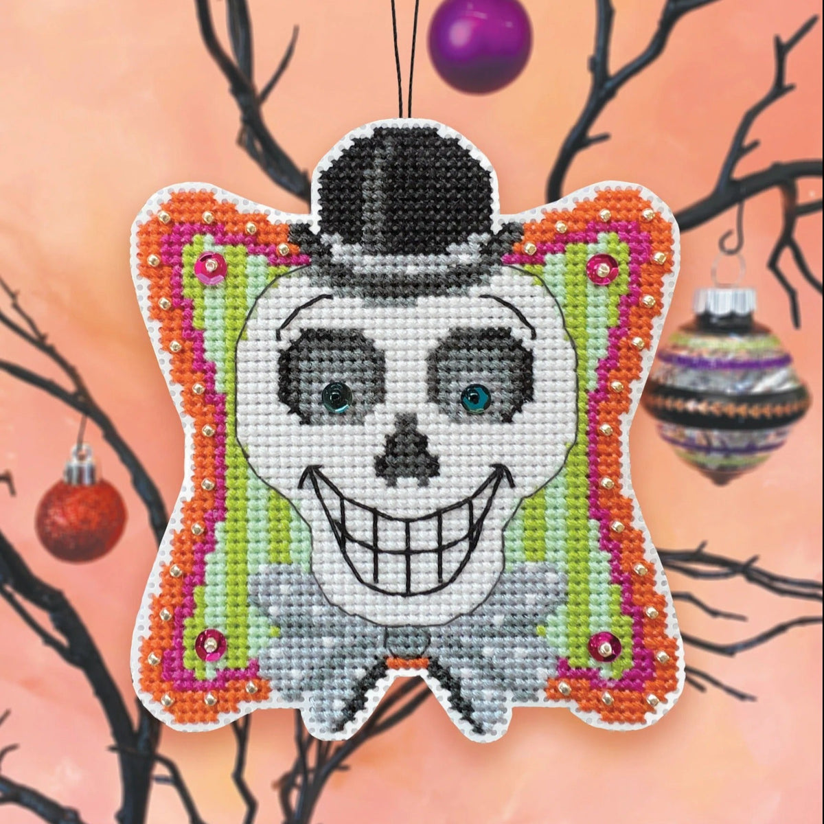 Cross Stitch Halloween Ornament Kit - Benny Bones