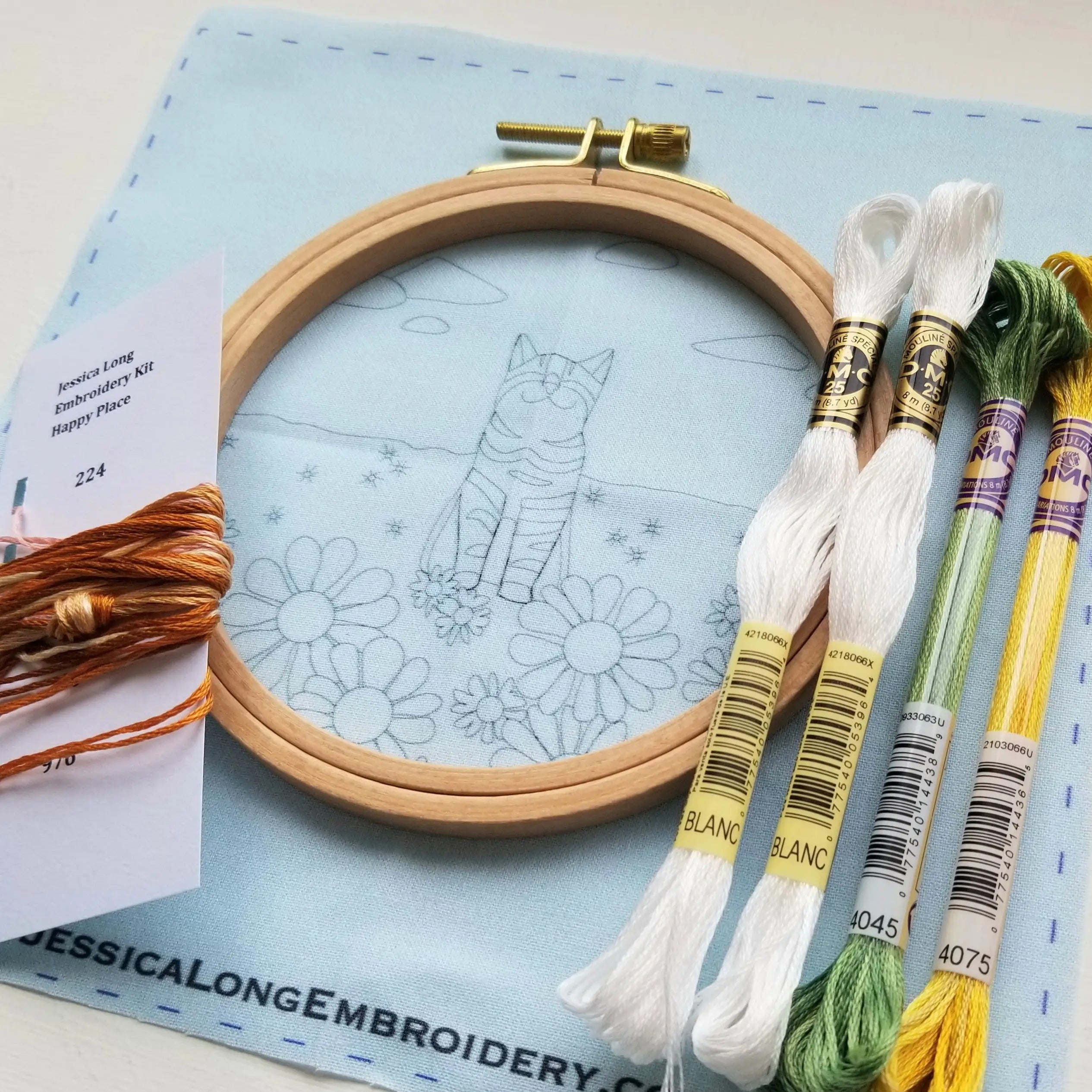 Cat Hand Embroidery Kit for Beginnerembroidery Kit Catmodern Embroidery  Kitembroidery Patterndiy Cat Embroidery Hoop Wall Art Kit 
