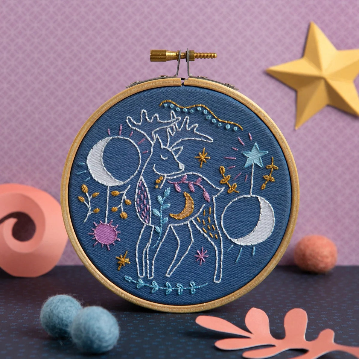 Mini Hand Embroidery Kit - Celestial Deer