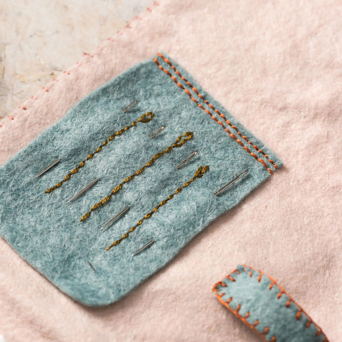 Hand Embroidered Felt Sewing Roll Kit
