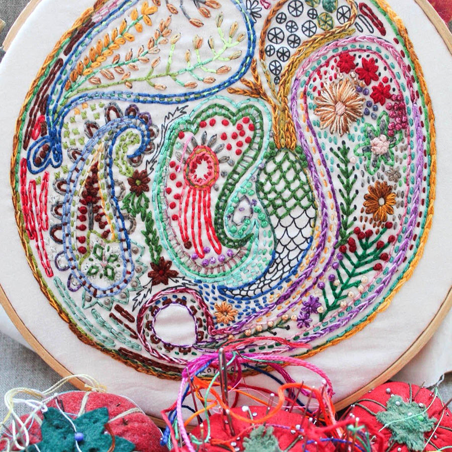 Dropcloth Samplers Hand Embroidery Pattern - Paisley Sampler