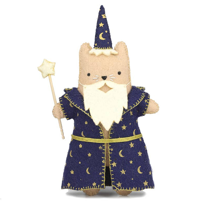 Hand Embroidered Felt Doll Kit - Wizard Cat