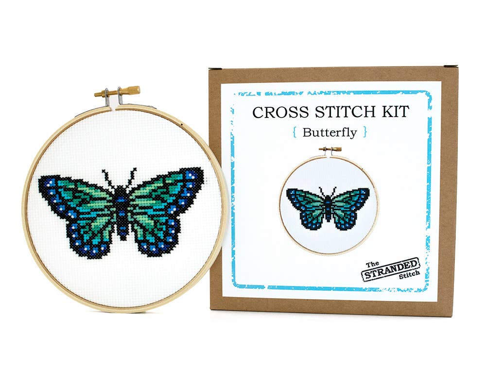Butterfly Cross Stitch Kit-Stitched Modern