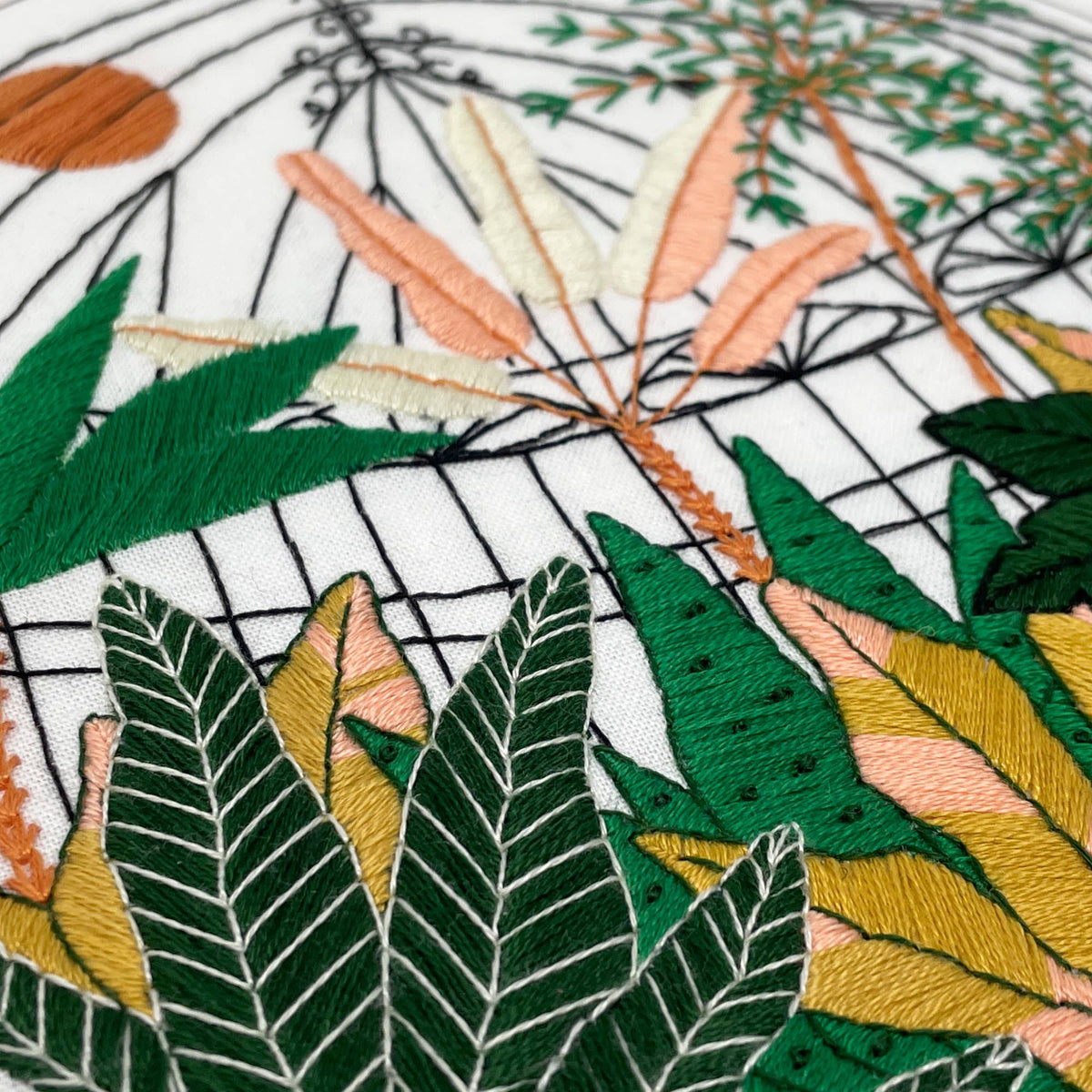 Botanical Greenhouse Garden Hand Embroidery Kit-Stitched Modern