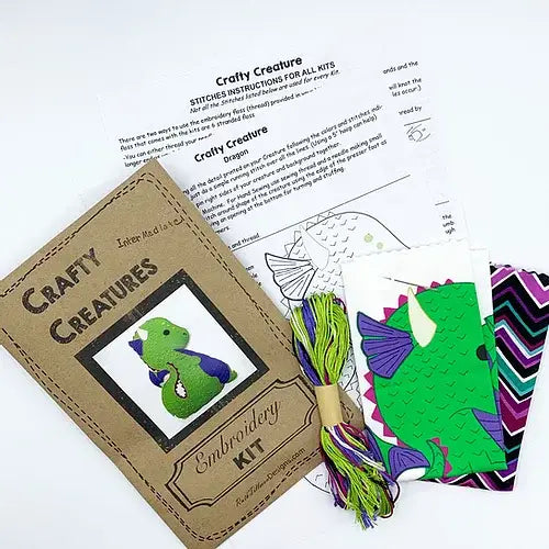 Dragon Stuffie Hand Embroidery Kit-Stitched Modern
