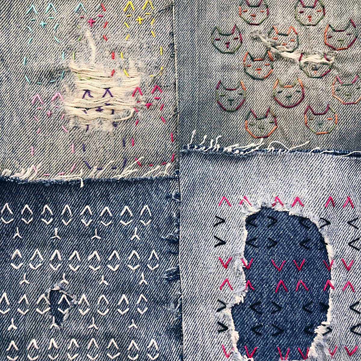 Stick & Stitch Mending Patch - Pink Cat (Set #6)