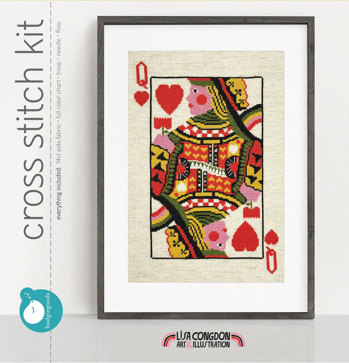 Lisa Congdon Queen of Hearts Cross Stitch Kit