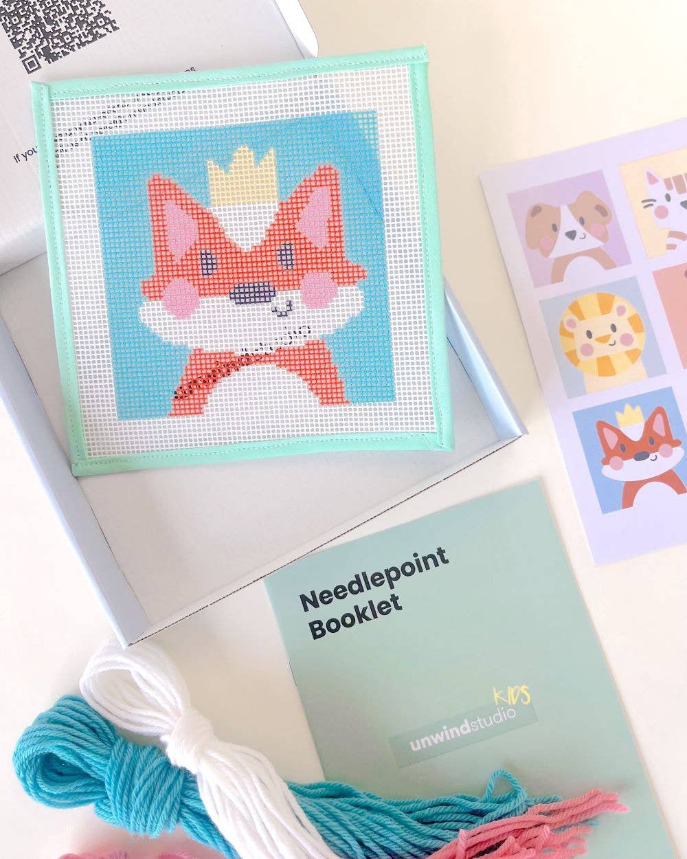 Needlepoint Kit for Kids - Florence, the Fox-Stitched Modern
