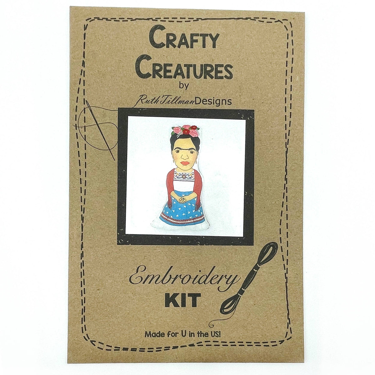 Frida Kahlo Stuffie Hand Embroidery Kit-Stitched Modern