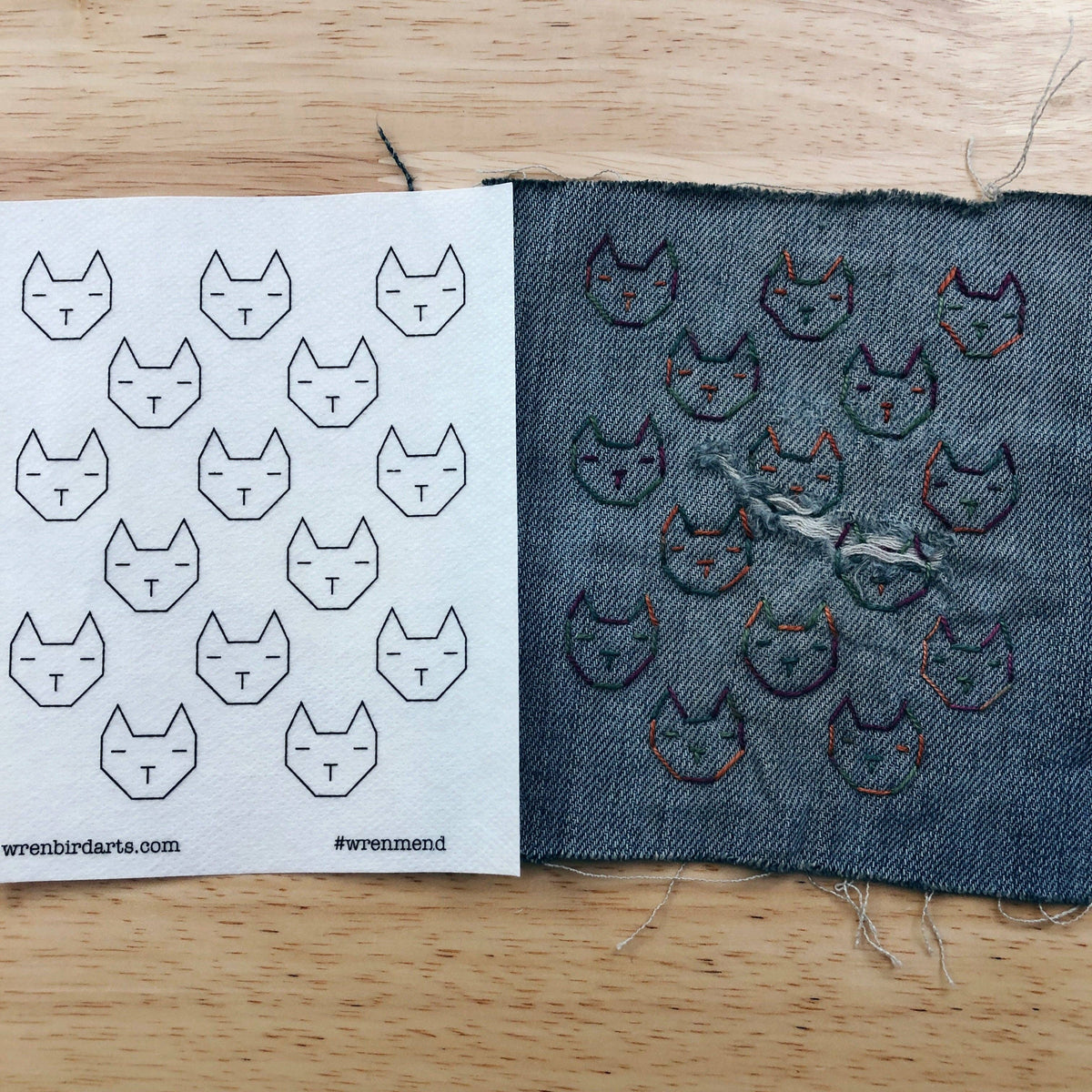 Stick & Stitch Mending Patch - Pink Cat (Set #6)