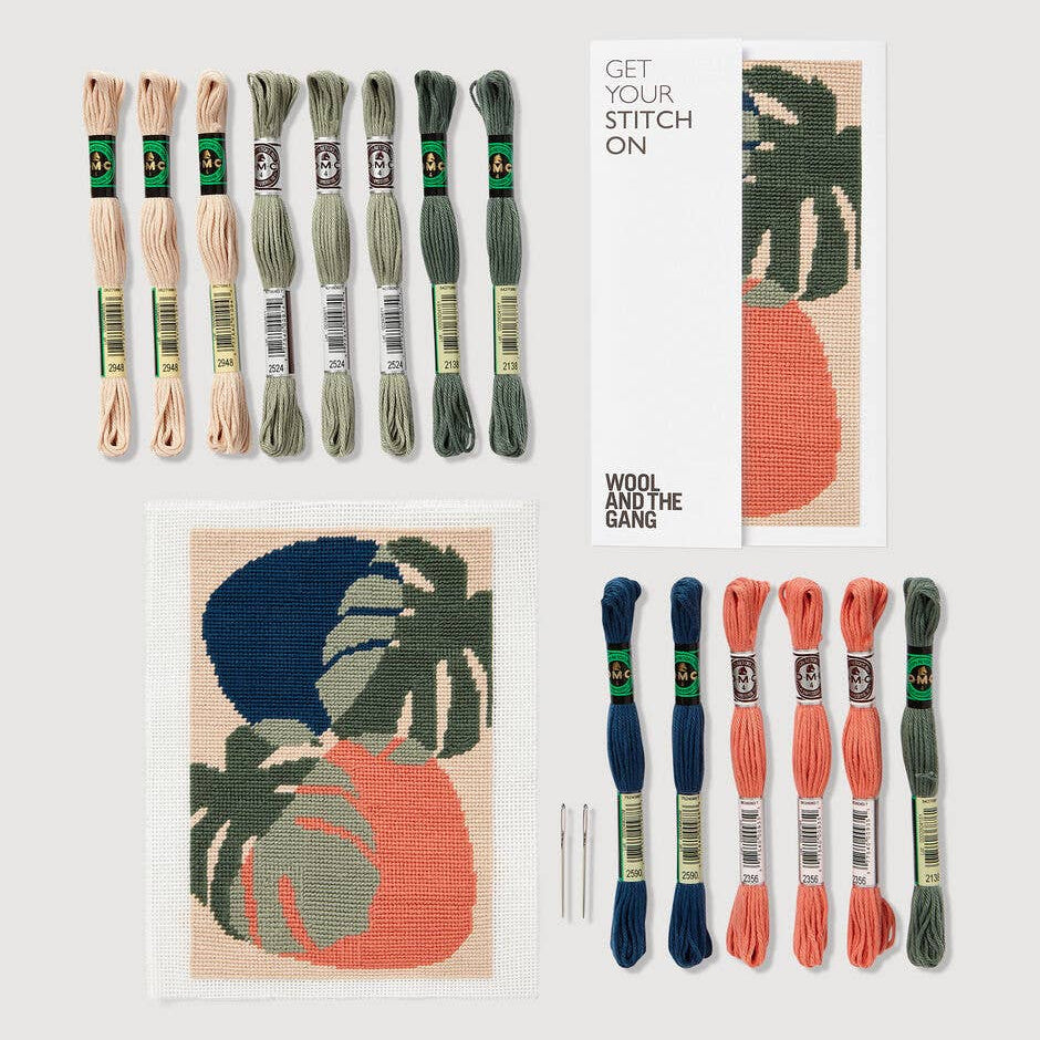 Wool and the Gang Botanical Needlepoint Kit-Stitched Modern