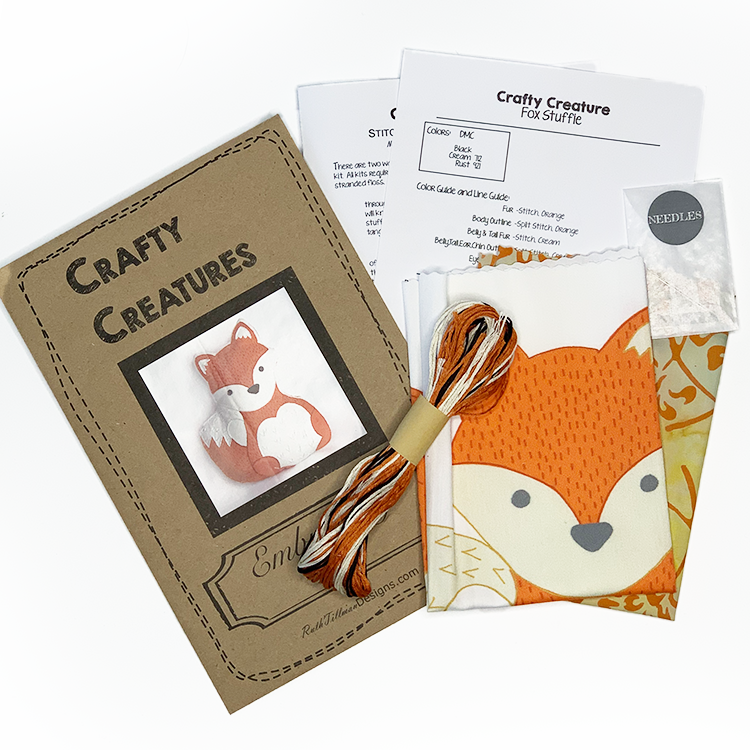 Fox Stuffie Hand Embroidery Kit-Stitched Modern