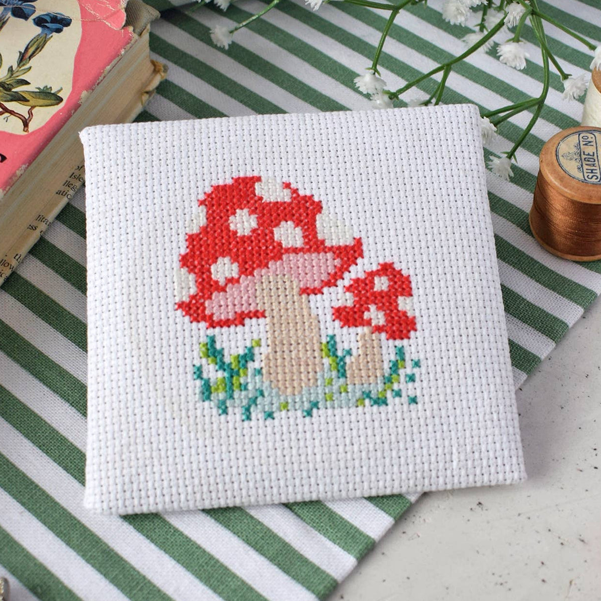 Toadstool Mini Cross Stitch Kit-Stitched Modern