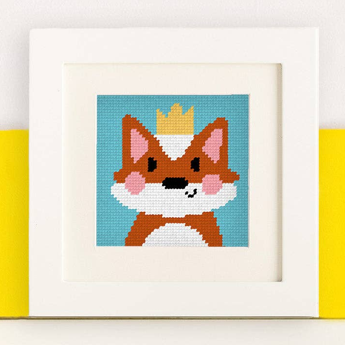 Needlepoint Kit for Kids - Florence, the Fox-Stitched Modern