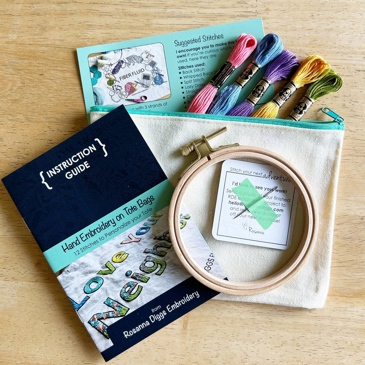 Tote Bag Hand Embroidery Kit - Fiber Fluid