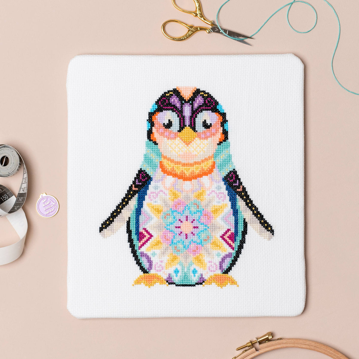 Mandala Penguin Cross Stitch Kit