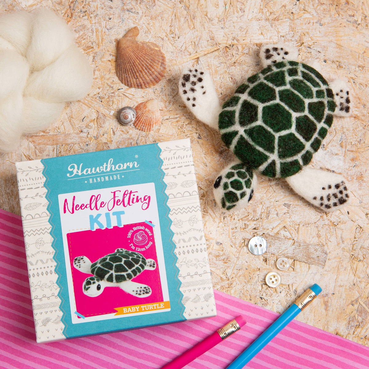 Baby Sea Turtle Mini Needle Felting Kit
